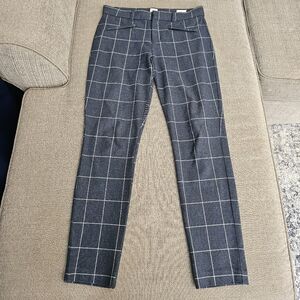 Gap Gray Signature Skinny Ankle Blue Plaid Casual Career Office Work Pants 4